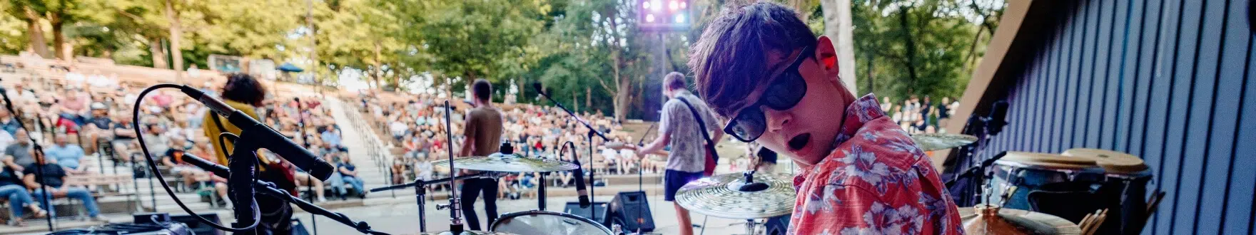 Student band playing at band shell